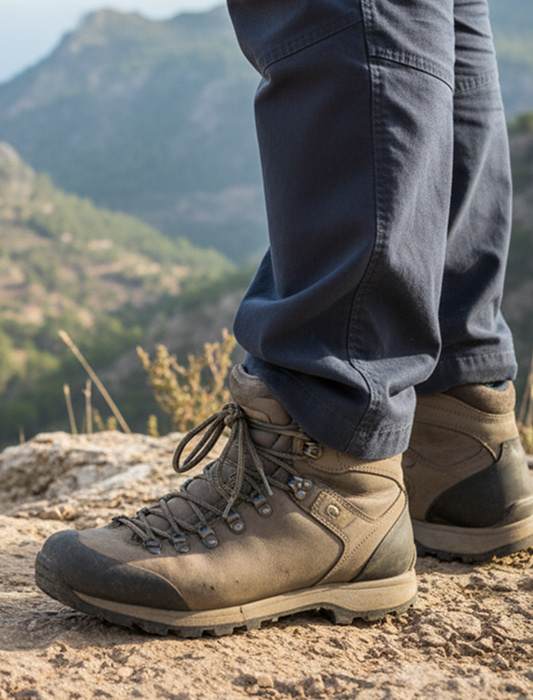 Senderismo Detalle de unas botas de montaña